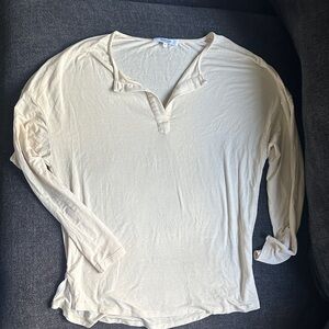Berlook Soft Cream V-Neck Lightweight Long Sleeve Top sz Small